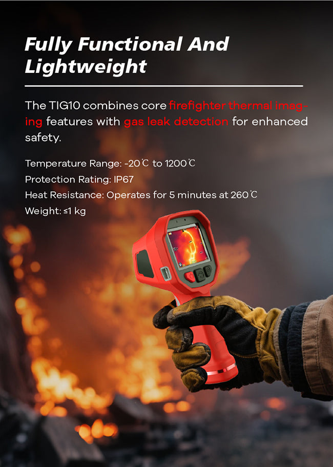 Widershine Firefighter Camera with Gas Leak Detection and Wind Speed Monitoring for Firefighting and Rescue Operations in Hazardous Areas