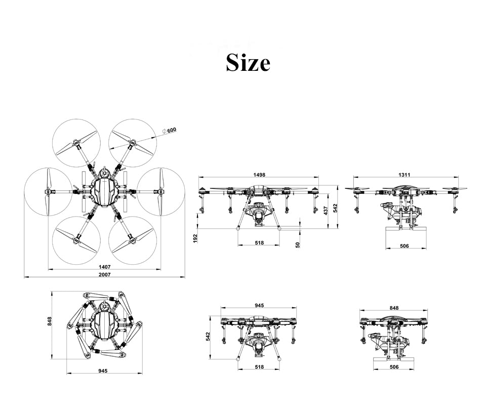 E610P Agricultural Hexacopter Free Farming Equipment UAV Sprayer 10L Agriculture Drone Frame